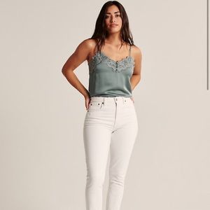 Abercrombie Olive Green Lace Trim Cami